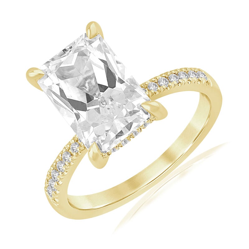 Radiant-Cut Lab Grown 4ct. Diamond With Hidden Halo Engagement Ring in 14k Yellow Gold image number null